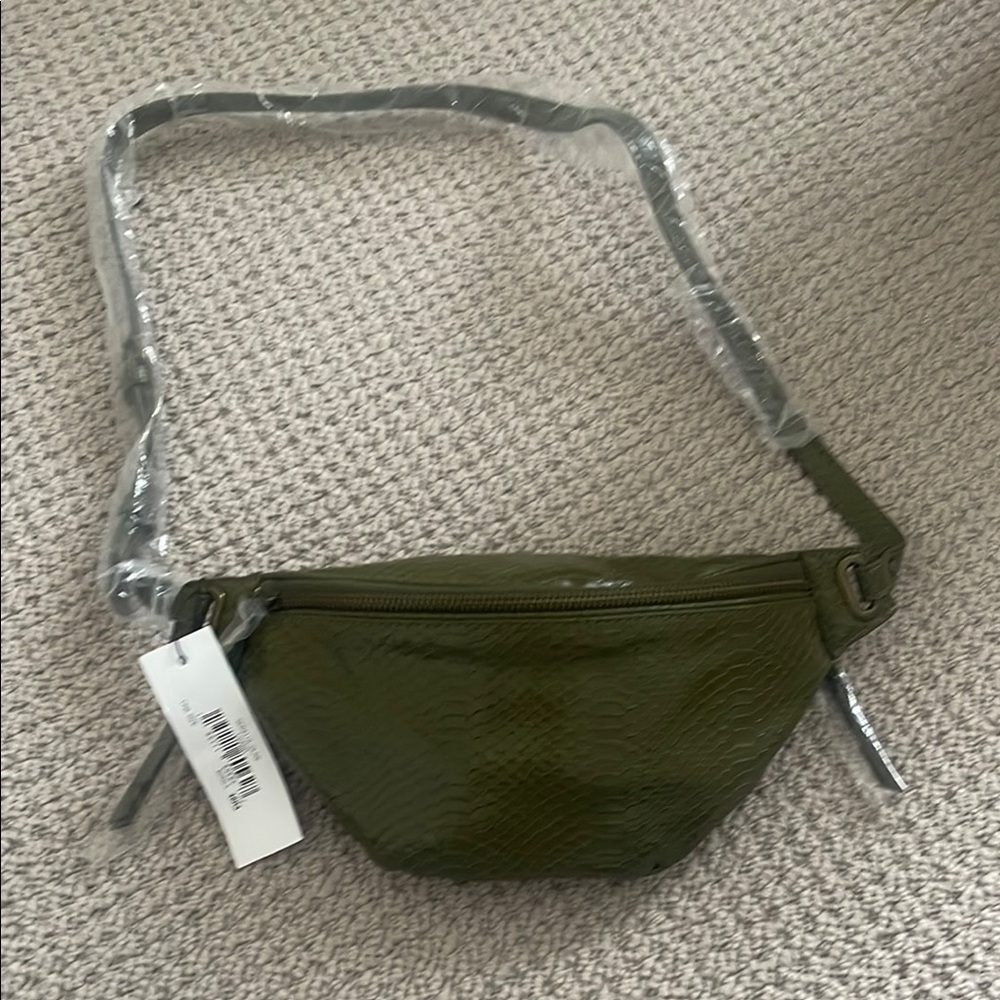 Olive Green Textured Belt Bag